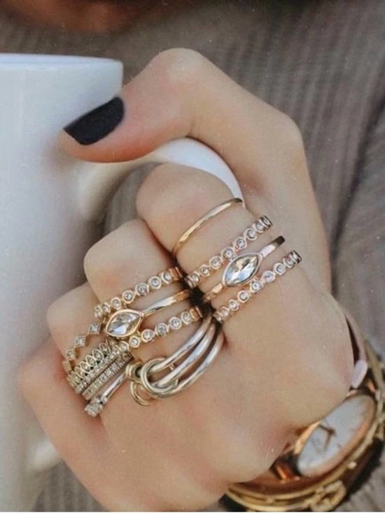 Luv Aj Jewelry - Luv AJ Stacked Statement Ring- Rose Gold & Crystals